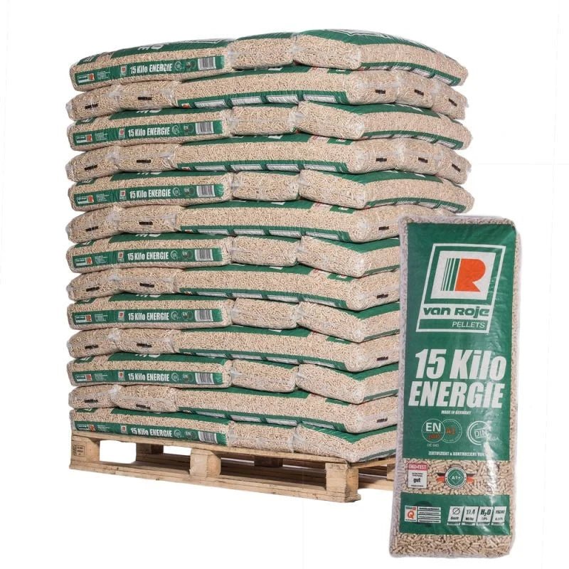 Pellets Van Roje ENplus A1 – Palé de 65 Sacos de 15 kg - Pellets de madera