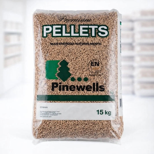 Pellets Pinewells ENplus A1 – Palé de 20 Sacos de 15 kg - Pellets de madera