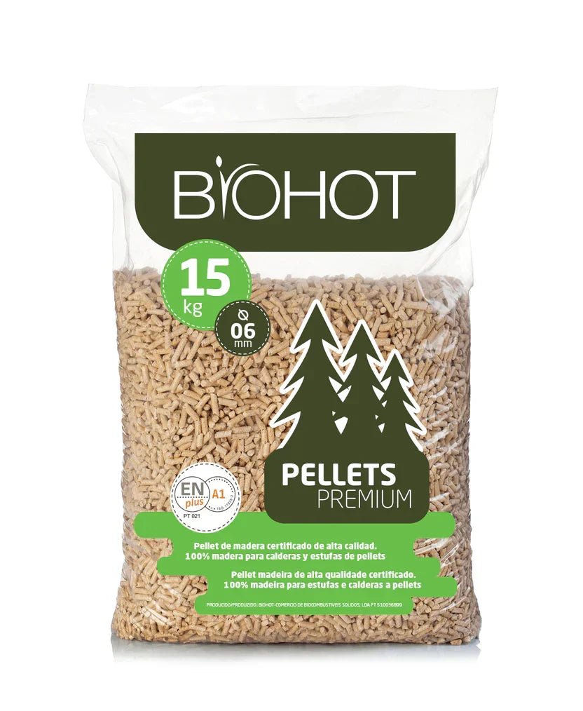 Pellets Biohot ENplus A1 – Palé de 65 Sacos de 15 kg - Pellets de madera